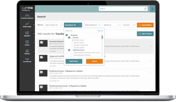 laptop with search toold Lumina Intelligence Search Tool